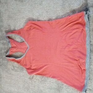 Lululemon ruched racerback tank coral and gray stripe